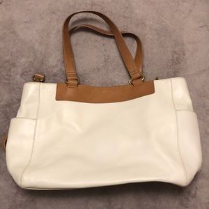 Fossil White Genuine Leather Shoulder Bag